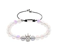 Generico Bracciale regolabile con corona in argento per donna e uomo | Design intrecciato con perline luminose fatte a mano(Color1)