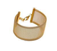 Generico Bracciale rigido con collana girocollo in acciaio inossidabile largo 26 mm, impermeabile alla moda estivo(Gold)