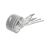 Generico Bracciale rigido con strass a 10 file, placcato in argento, colore oro, metallo, nappa scintillante, cristallo per donna(Silver)