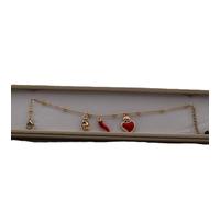Generico Bracciale Scaramantico Portafortuna con Corno Rosso, Cuore Sacro e Gesto delle Corna - Gioiello Tradizione Napoletana (Oro)