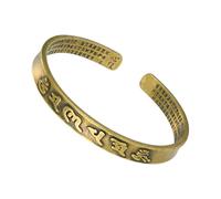 Generico Bracciale Sutra con ottone invecchiato, design aperto | Bracciale fatto a mano in ottone con iscrizione sul Sutra del cuore con incisioni sulle scritture spirituali per la
