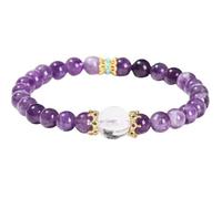 Generico Bracciale Tibetan Color Malva Ametista Cristallo Naturale Amuleto Portafortuna Monaci Tibetani Talismano Protezione Benedizione Buddhismo Mantra Sacri Yoga Idea Regalo Uomo Donna