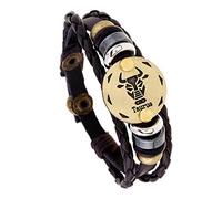 Generico Bracciale Uomo Cuoio, Bracciale Con Segni Zodiacali, Regolabile, Fatto A Mano, In Pelle Intrecciata, Gioielli Astrologici Con Custodia, Regali Di Compleanno Per Papà, Lui, Marito, Toro