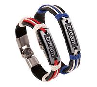 Generico Bracciale Uomo Cuoio, Braccialetti Per Coppie In Pelle Da 2 Pezzi, Gioielli Dell'Amicizia Intrecciati Fatti A Mano, Gioielli Da Sogno Per Coppie Con Incisione E Custodia, Regali Per Gli Ama