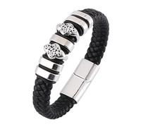 Generico Bracciale Uomo Cuoio, Braccialetto In Pelle A Doppio Strato, Vintage, Fatto A Mano, Con Ciondolo A Forma Di Nuvola, Gioielli Per Halloween, Regali Per Marito E Fidanzato, 17,5 Cm