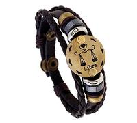 Generico Bracciale Uomo Pelle, Bracciale Con Segni Zodiacali, Regolabile, Fatto A Mano, In Pelle Intrecciata, Gioielli Astrologici Con Custodia, Regali Di Compleanno Per Papà, Lui, Marito, Bilancia