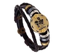 Generico Bracciale Uomo Pelle, Bracciale Con Segni Zodiacali, Regolabile, Fatto A Mano, In Pelle Intrecciata, Gioielli Astrologici Con Custodia, Regali Di Compleanno Per Papà, Lui, Marito, Acquario