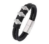 Generico Bracciale Uomo Pelle, Bracciale In Pelle Intrecciata Per Uomo, Gioiello Polsino Fatto A Mano Con Ciondolo Floreale, Gioielli Di Halloween Con Custodia, Regali Per Il Marito E Il Fidanzato,