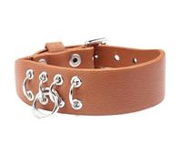Generico Bracciale Uomo Pelle, Braccialetto In Pelle Punk Creativo Regolabile, Stile Gotico, Largo, Vintage, Semplice, Con Ciondolo, Per Uomo E Donna, Arancione, 22 Cm