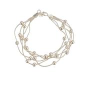 Generico Braccialetti a pallina d'argento liscio per donne Braccialetti di lusso regolabili a perline portafortunate Gioielli da festa