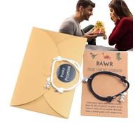 Generico Braccialetti abbinati Cuore magnetico - Braccialetto d'amore Magnete a cuore con perline luminose di dinosauro,Bracciale Best Friend Love con cordino regolabile