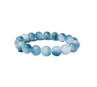 Generico Braccialetti classici in giada con diaspro e calcedonio blu da 6/8/10/12 mm, uomo donna(10mm)