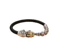 Generico Braccialetti In Pelle In Argento Sterling Per Donna, Braccialetto Amuleto Pixiu Con Ciondolo Moneta Feng Shui, Vintage, Attrae Fortuna, Ricchi, Gioielli Feng Shui Fatti A Mano, Regali Per U