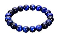 Generico Braccialetti per coppia con perline di agata in pietra naturale colorata Bracciale regolabile in pietra vulcanica(Blue-40-10mm)