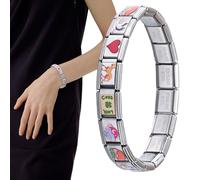 Generico Braccialetto A Ciondoli Modulare Italiano - Bracciale Modulare Italiano in Acciaio Inossidabile per Donne - Accessori Per Gioielli Di Moda Per Viaggio Campeggio Banchetto E Appuntamento