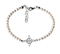 Genérico Braccialetto con nodo di strega in argento Sterling e vere perle coltivate da 3,5 a 4 mm di qualità AA. Lunghezza bracciale da 17 a 19 cm per catena di allungamento. Tutto in argento Sterling