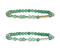 Generico Braccialetto Morse Code Lucky B*tch verde, braccialetto Morse Code per donne con perle gemme, braccialetto motivazionale con messaggio nascosto (2PC)