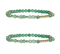 Generico Braccialetto Morse Code Lucky B*tch verde, braccialetto Morse Code per donne con perle gemme, braccialetto motivazionale con messaggio nascosto (Gold)