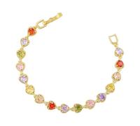 Generico Braccialetto scintillante ed elegante in rame colorato a forma di cuore per le donne Bracciali Gomma Personalizzati (A, One Size)