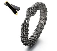 Generico Braccialetto Uomo Acciaio Titanio Testa Aquila Forma Serpente Becco Aquila Nero Intrecciata Catena Animale (Black, 19cm/7.48in)
