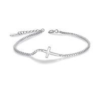 Generico bracciali donna argento Bracciale da donna in argento sterling massiccio con croce di lusso for il compleanno della figlia, gioielli raffinati