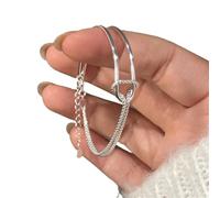 Generico bracciali donna argento Bracciale in argento da donna, bracciale a doppio filo for donne e ragazze, con nodo, a strati in