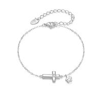 Generico bracciali donna argento Bracciale rigido con croce stellare in argento sterling placcato oro bianco for donna, gioielli raffinati for feste