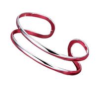 Generico bracciali donna argento Bracciale rigido in argento sterling con doppio cerchio for donna, gioiello for matrimonio, fidanzamento e festa