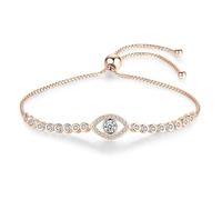 Generico bracciali donna argento Braccialetti da tennis for donna in argento sterling, catena a maglie regolabili(Rose Gold)