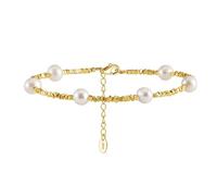 Generico bracciali donna argento Braccialetti di lusso in argento sterling con perle naturali rotonde, for donna, accessori gioielleria raffinata for matrimoni(Gold)