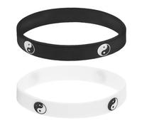Generico Bracciali Gomma in Silicone 2 Pezzi Design Tai Chi Bianco e Nero, Unisex, Resistenti allo Scolorimento e Delicati sulla Pelle, per Feste e Anniversari