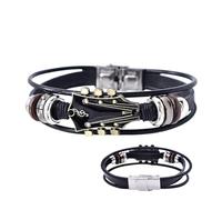 Generico Bracciali intrecciati da uomo, bracciale per chitarra, Braccialetti regolabili stile punk, Polsino multistrato intrecciato fatto a mano, gioielli di moda per gli amanti della musica