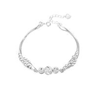 Generico Bracciali Tau Legno Bracciale con perline per San, tre vite e tre generazioni, leggero, lussuoso, versatile, artigianale, in argento placcato in rame Bracciale Figlio (5-Silver, One Size)