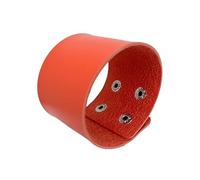 Generico Bracciali Uomo,Braccialetto Largo In Pelle Unisex Retro Steam Punk Bracciale Rigido Wrap Gothic Rock Biker Braccialetti Regolabili Gioielli Larghi Regalo per Ragazzi Uomini Padre Arancione