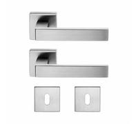 Generico Brackle Maniglie Porte Interne, Maniglia porta interna Modello AURA stile moderno Quadrata, complete di fissaggio e bocchette (Cromo Satinato) Coppia