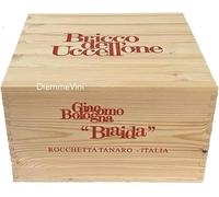 Generico Braida Cassa Legno Vuota per 6 Bottiglie, Bricco dell'Uccellone, Pino Massiccio con Coperchio, 32x28,5x19 cm