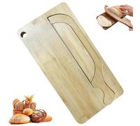 Generico Bread Bow Knife and Board Set, Wood Manual Bread Slicer, Ergonomic Slicing Tool, Bow Shaped Stainless Cutter, With Matching Crumb Tray, for Home Bagels French Baguettes (Natural wood color)
