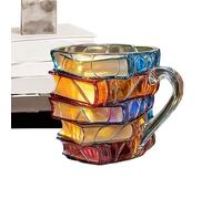 Generico Breakfast Cereal Cup, Book Design Mug, 5.12x3.94x3.94 Inches 3D Vintage Glass Drinkware, Ergonomic Handle Accessory for Kitchen, Coffee, Water, Readers, Librarians, Book Lovers