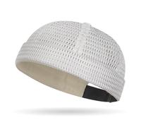 Generico Breathable Brimless Hat Men's Breathable Brimless Docker Hat - Lightweight Mesh Skull cap for Summer Outdoor Wear (Beige)