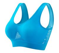 Generico Breathable Cool Liftup Air Bra, Wireless Plus Size Sports Bra with Mesh Support, Breathable Anti-Sagging for Women (Lake Blue,XXL)