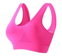 Generico Breathable Cool Liftup Air Bra, Wireless Plus Size Sports Bra with Mesh Support, Breathable Anti-Sagging for Women (Rose Red,XXL)