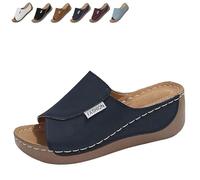 Generico Breathable Platform Slip On Walking Sandals for Women, Arch Support Open Toe Orthopedic Slippers with Thick Cushioned Sole All Day Walking Casual Sandal (Blue,40)