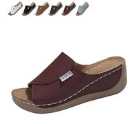 Generico Breathable Platform Slip On Walking Sandals for Women, Arch Support Open Toe Orthopedic Slippers with Thick Cushioned Sole All Day Walking Casual Sandal (Red,40)