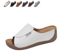 Generico Breathable Platform Slip On Walking Sandals for Women, Arch Support Open Toe Orthopedic Slippers with Thick Cushioned Sole All Day Walking Casual Sandal (White,42)