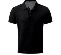 Generico Breeze Shirts for Men Ultra Comfortable Polo Shirt Textured Breathable, Quick Dry Refreshing Silky (Black,S)