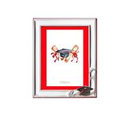 Generico Brera Cornice Portafoto per Laurea, 13x18 cm, Argento PVD con Decorazioni, Passepartout Rosso