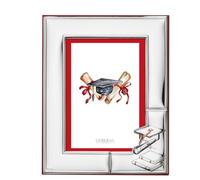 Generico Brera Cornice Portafoto per Laurea in Argento PVD, Decorata con Libri e Diploma, 13x18 cm