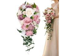Generico Bridal Bouquets For Bride | Realistic Rustic Cascading Artificial | Bridesmaid Cascade Wedding Bouquet | For Ceremony Church Decoration Birthday Party Graduation