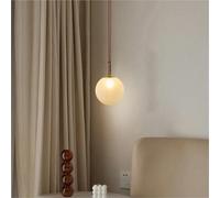 Generico Brown Leather Pendant Light Design 20/25/30cm White Glass Dining Room Bedside Kitchen Foyer Lamp E27 Bulb