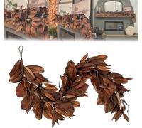 Genérico Brown Magnolia Leaf Garland, Artificial MagnoliaGarland with Pinecones, Realistic Magnolia Leaf Garland, for Fireplace Mantel, Fall Decoration, Indoor Home Deco (180cm,1 Pcs)